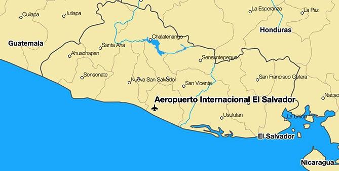 Mapa de aeropuertos de El Salvador