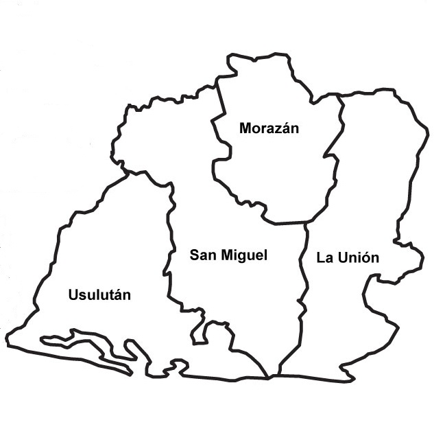 Mapa de la zona oriental de El Salvador