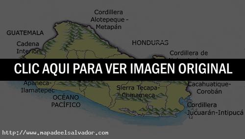 Mapa de El Salvador con sus cordilleras